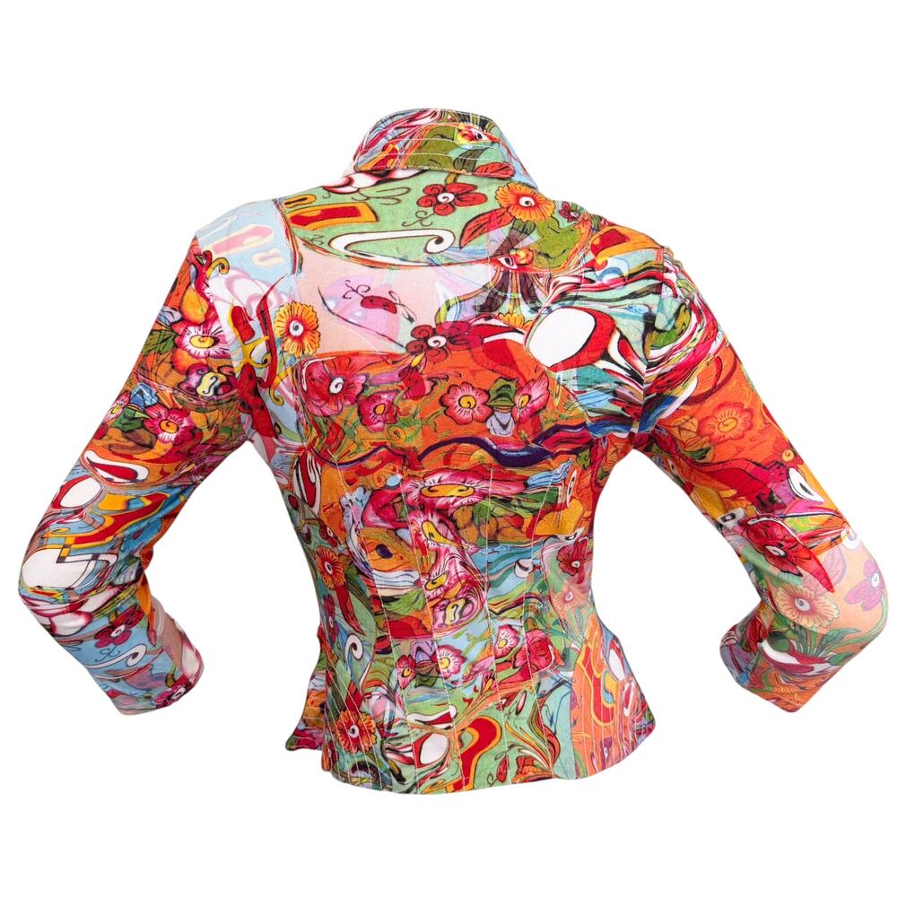 Alberto Makali Vintage Y2K Zip Jacket Artsy Colorful Graphic Print - Picture 4 of 5